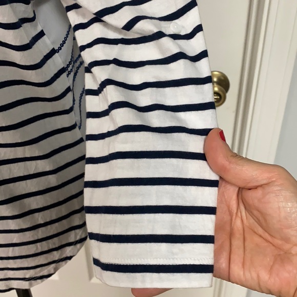 Chico’s sequence white/blue stripes Tunic -  Size 1 - Picture 8 of 12